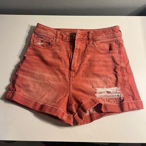 American Eagle Outfitters Red Ripped Jean Shorts